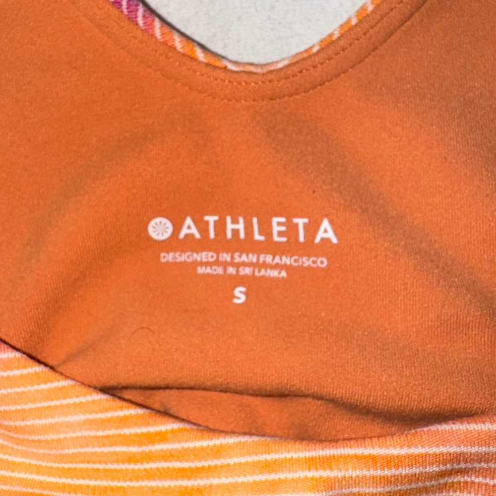 Athleta Conscious Crop Top | Size S D/DD | Pink and Orange Print - Picture 3 of 3